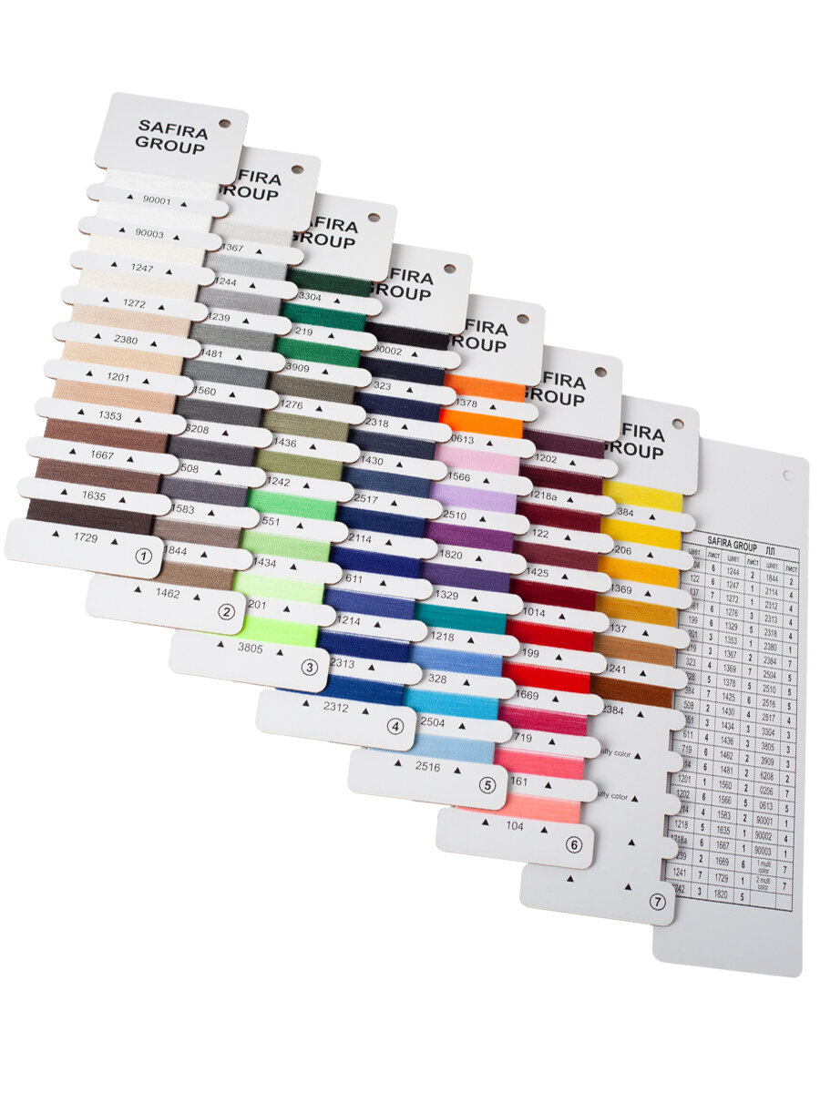 Карта цвета SAFIRA для швейных ниток ЛЛ, ЛШ, ТЕХ — фото 1
