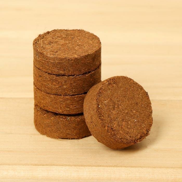 Таблетки кокосовые d 4 см набор 10 шт без оболочки Greengo