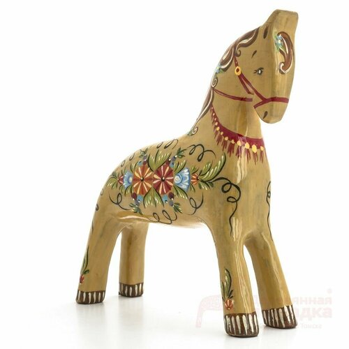 Интерьерная фигура Деревянная лошадка Лошадка паломино с летним узором 2600₽