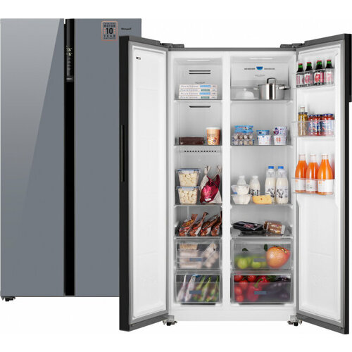 Холодильник side by side Weissgauff Wsbs 600 NoFrost Inverter Dark Grey Glass 8924000₽