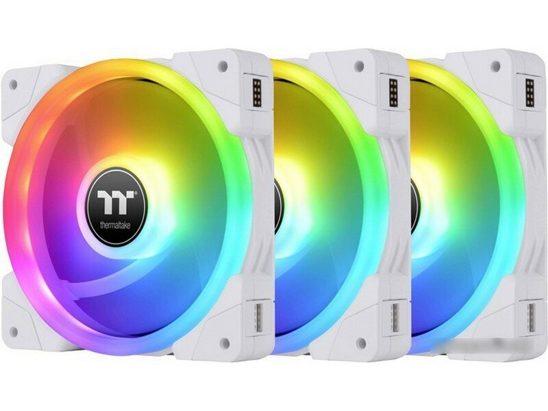 Вентилятор в корпус Thermaltake CL-F162-PL14SW-A SWAFAN EX14 RGB PC Cooling Fan White TT Premium Edition 3 Pack/Fan/14025/PWM 500~2000rpm/magnetic terminal/LED software control/White - фото №4