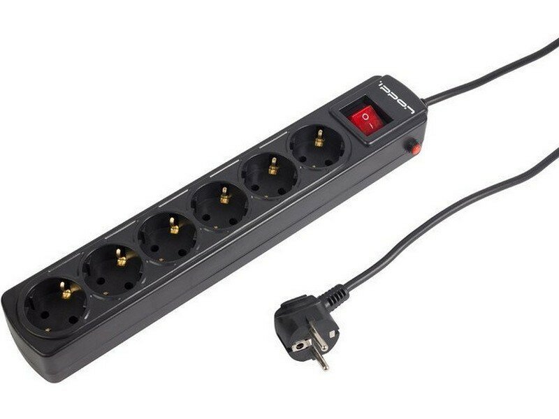 фото Сетевой фильтр Ippon BK-6-EU-1.8-10-B черный, 6 розеток, 1.8 м