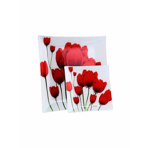 Набор тарелок 7 шт Аркофам, стеклянные, квадратные