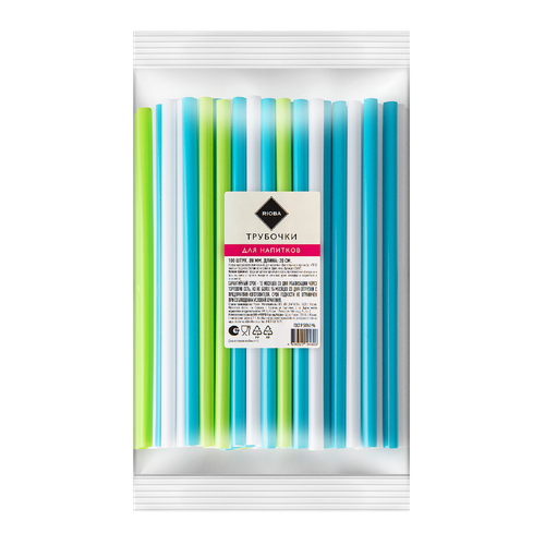 RIOBA Трубочки для коктейлей пластиковые прямые 08см 100шт 282₽