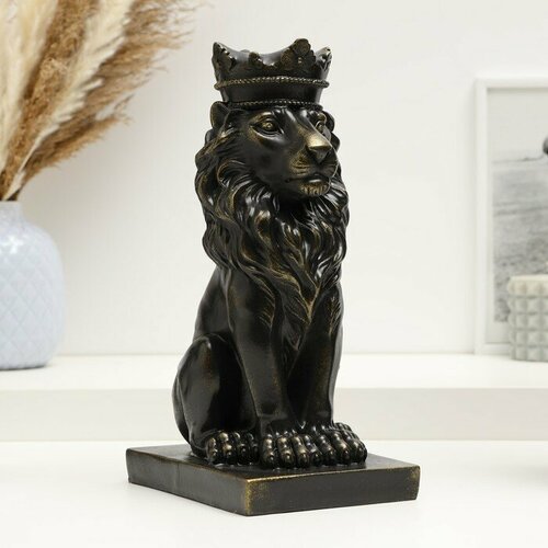 Копилка Лев с короной черный с позолотой 23см 795₽