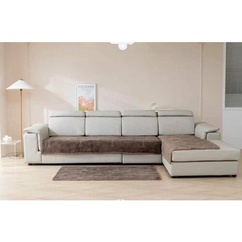 Накидки комплект покрывало 3 шт на диван угловой и кресла 90х210 + 2шт 90х150 (шоколадный / для углового дивана / шоколадный)