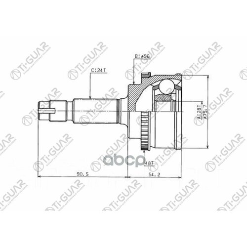 Шрус Tg-9590Z48 To-090A48 Tiguar 285624 Toyota Vitz Yaris Echo Cp10 1999 - 2003 Out Abs Ti-Guar арт TG9590Z48 5930₽