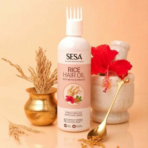 SESA RICE Hair Oil with Methi & Hibiscus, Ban Labs (Сеса масло для волос рисовое с Пажитником и Гибискусом, для длинных и сильных волос, Бан Лабс), 200 мл. oil