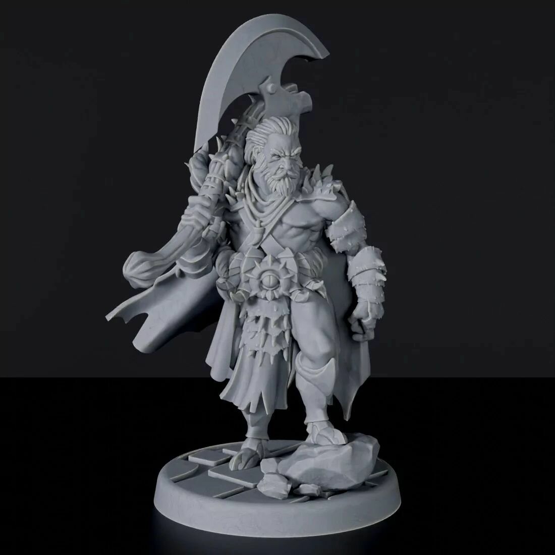 Миниатюра D&D 'Варвар охотник на драконов с двуручным топором' масштаб 32 мм (DnD, Dungeons & Dragons, ДнД, Подземелья и Драконы, Pathfinder)