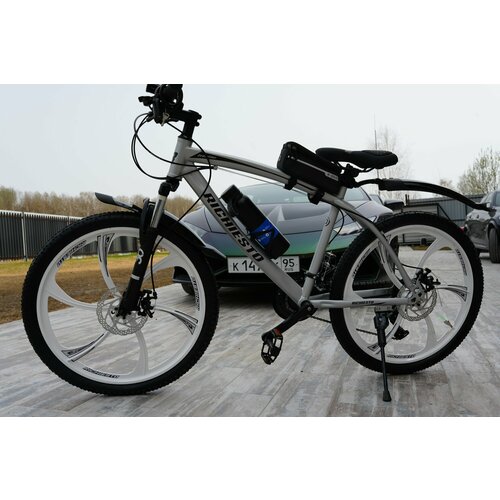 Велосипед Richiesto 24 колёса литые Алюминиевые диски Горный Взрослый Подростковый Спортивный серебристо-черный 25500₽