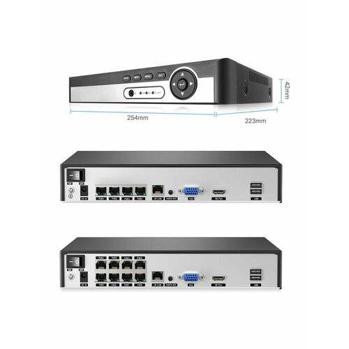 4K 4CH POE NVR Аудиовыход Видеонаблюдение