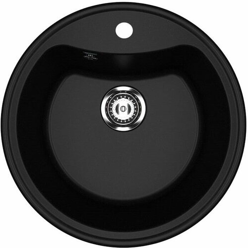 Мойка кухонная Ulgran из искусственного мрамора круглая U-601, цвет: ультра-черный, база: 48.5х48.5 см, арт. U-601-344