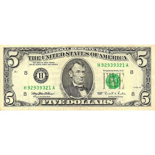 5 долларов 1995 год США 9293 the united states of america the united states of america