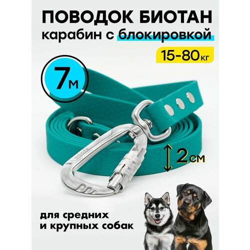 Поводок 7 м биотановый / 20 мм, карабин усиленный