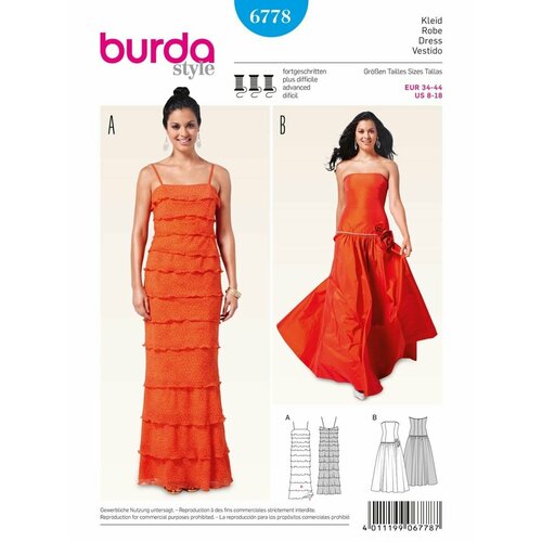 Выкройка Burda 6778 Вечернее платье