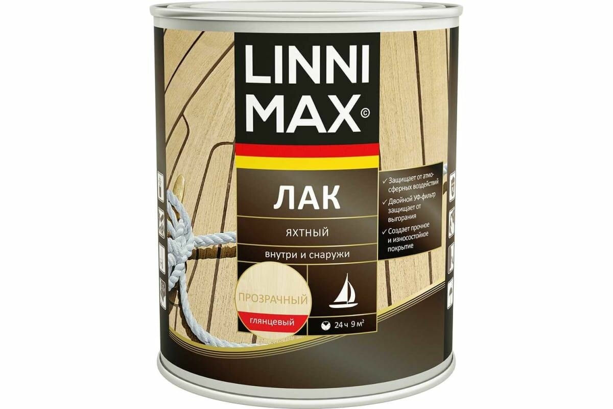 LINNIMAX (ALPINA) лак алкидно-полиуретановый яхтный для вн/нар глянцевый бесцветный 0.75 л