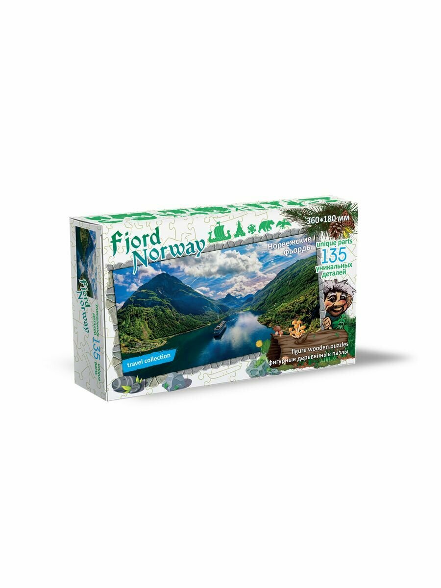 Фигурный деревянный пазл Travel collection Фьорды, Норвегия