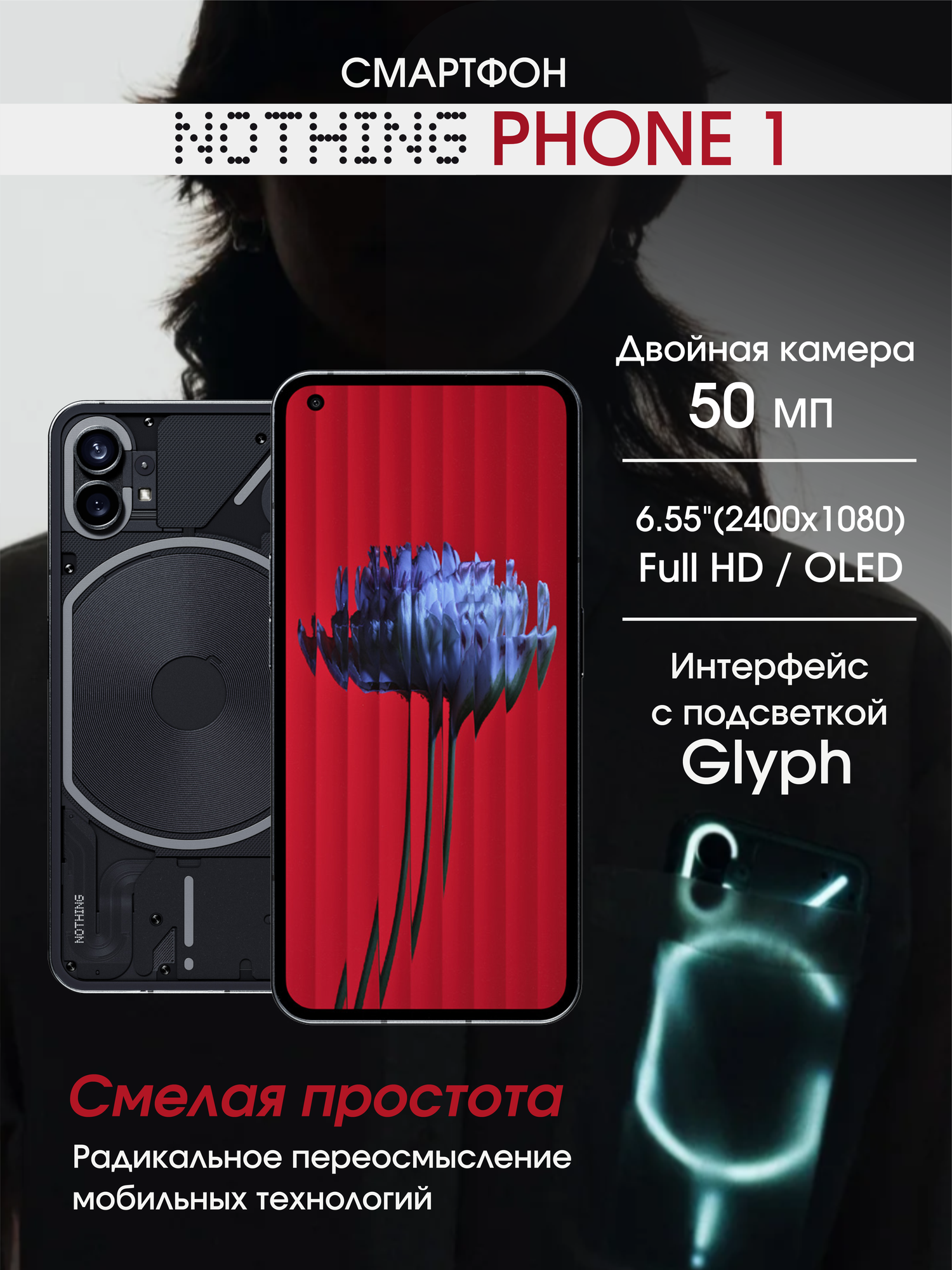 Смартфон NOTHING Phone 1 8/256 Гб A063, черный