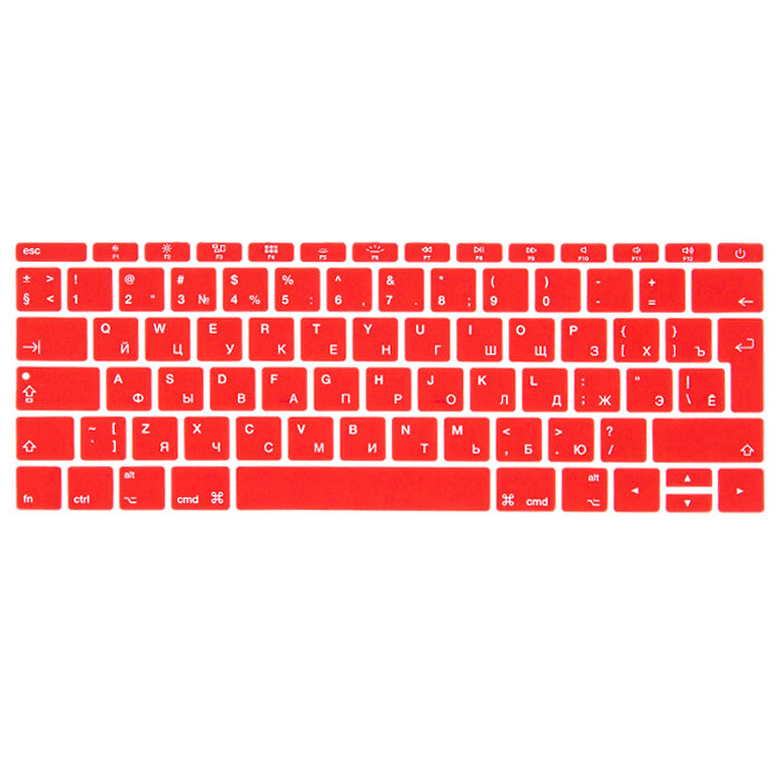 Красная силиконовая накладка на клавиатуру для Macbook 12/Pro 13/15 2016 – 2019 (Rus/Eu)