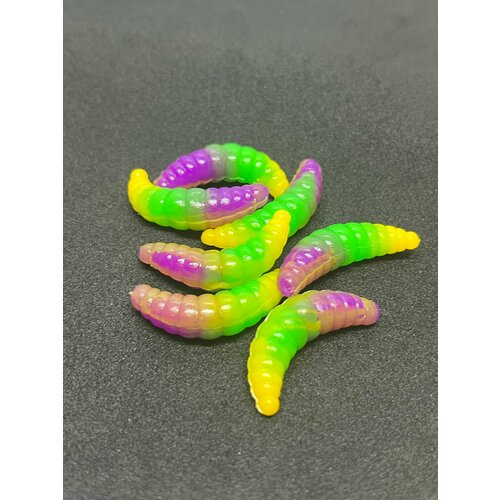 съедобная плавающая силиконовая приманка maggot 1 3 фиолетовый кф Съедобная, плавающая силиконовая приманка. Maggot 1.3 Фиолетовый- зеленый- желтый