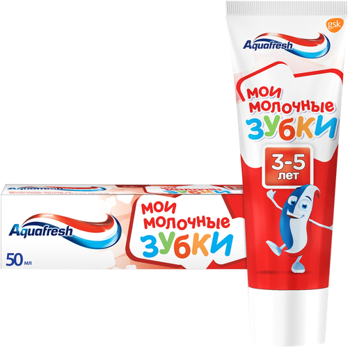 Зубная паста детская Aquafresh Мои молочные зубки от 3 до 5 лет с фтором для защиты от кариеса 50мл