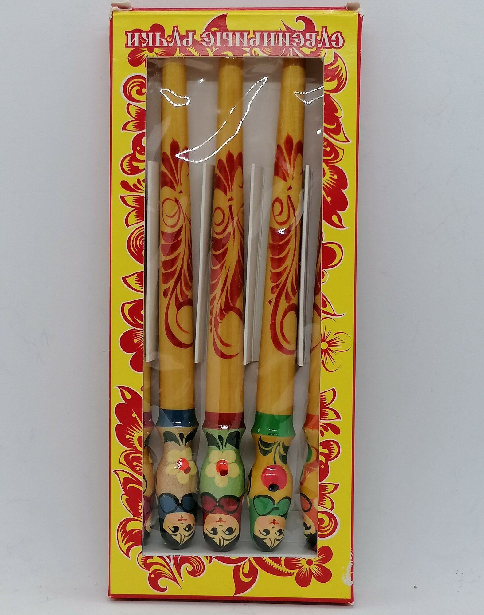 Набор расписных ручек-матрешек, 5 штук, в подарочной упаковке. — фото 1