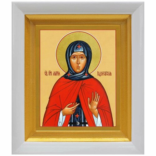 Преподобная Мария Радонежская, икона в белом киоте 14,5*16,5 см
