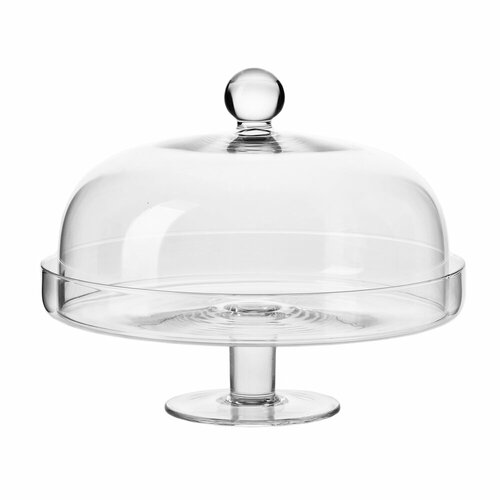 Хрустальное сервировочное блюдо на ножке с крышкой-куполом Элит, 28 см, прозрачный, серия Elite, Krosno, KRO-FKP0716000010010