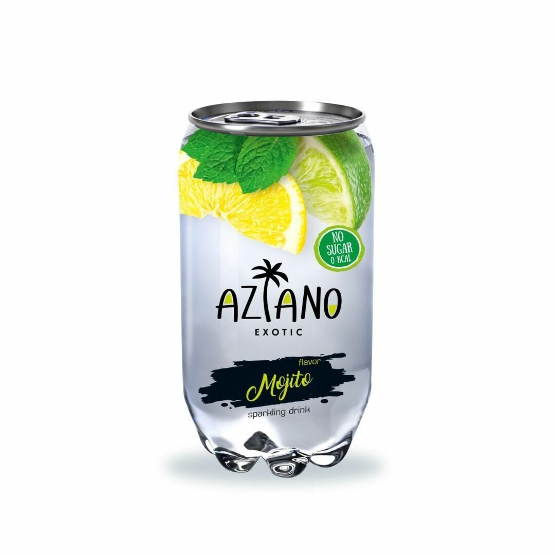 Напиток Aziano "Мохито", без сахара, газированный, 0,35 л, пластиковый стакан