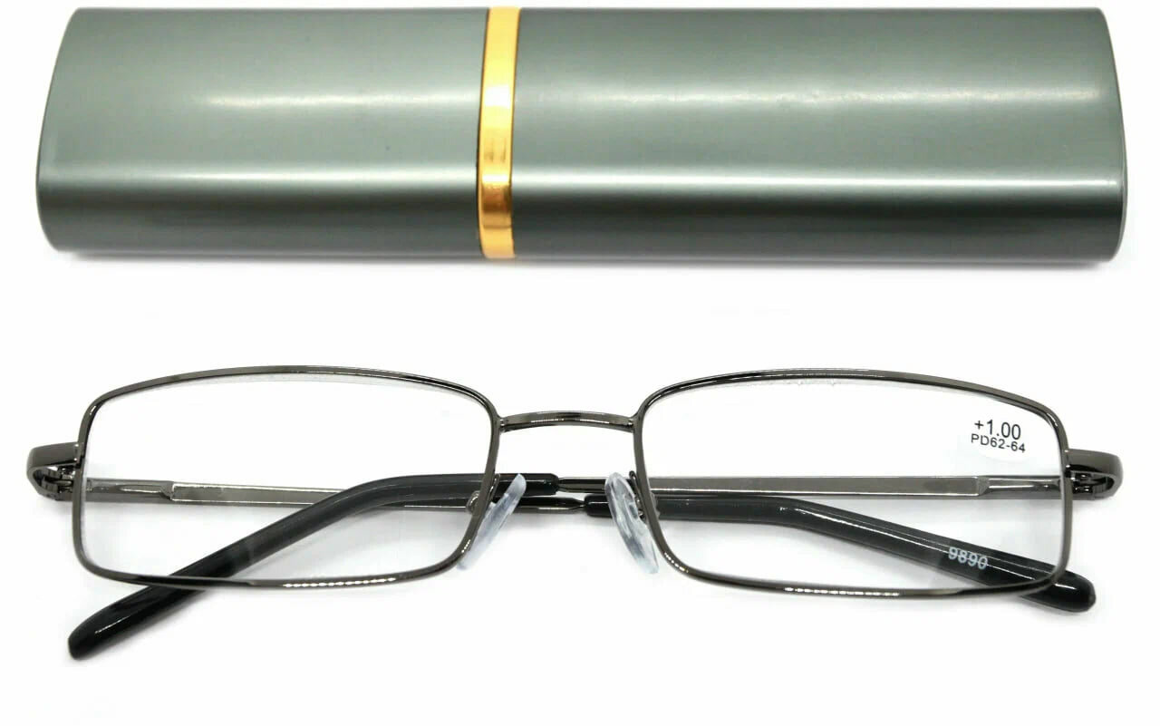 Очки ручка для зрения-чтения в футляре, широкая, цвет серый +1.75