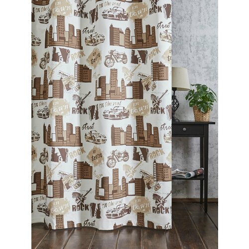 Штора SANPA HOME с рисунком на люверсах для комнаты коричневый 1 шт размер 200х270 см 2396₽