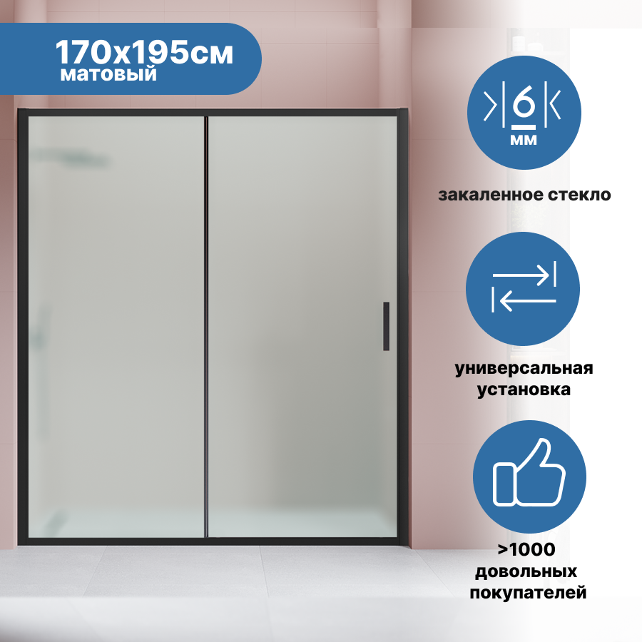 фото Душевая дверь в нишу Ulitka Safari 170х195, стекло матовое