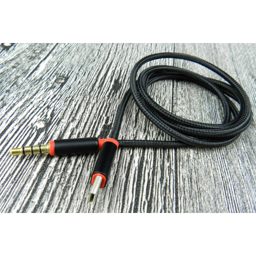 Автомобильный аудио-кабель AUX jack 3.5 (m) - TYPE-C для подключения акустических систем 1 м, черный