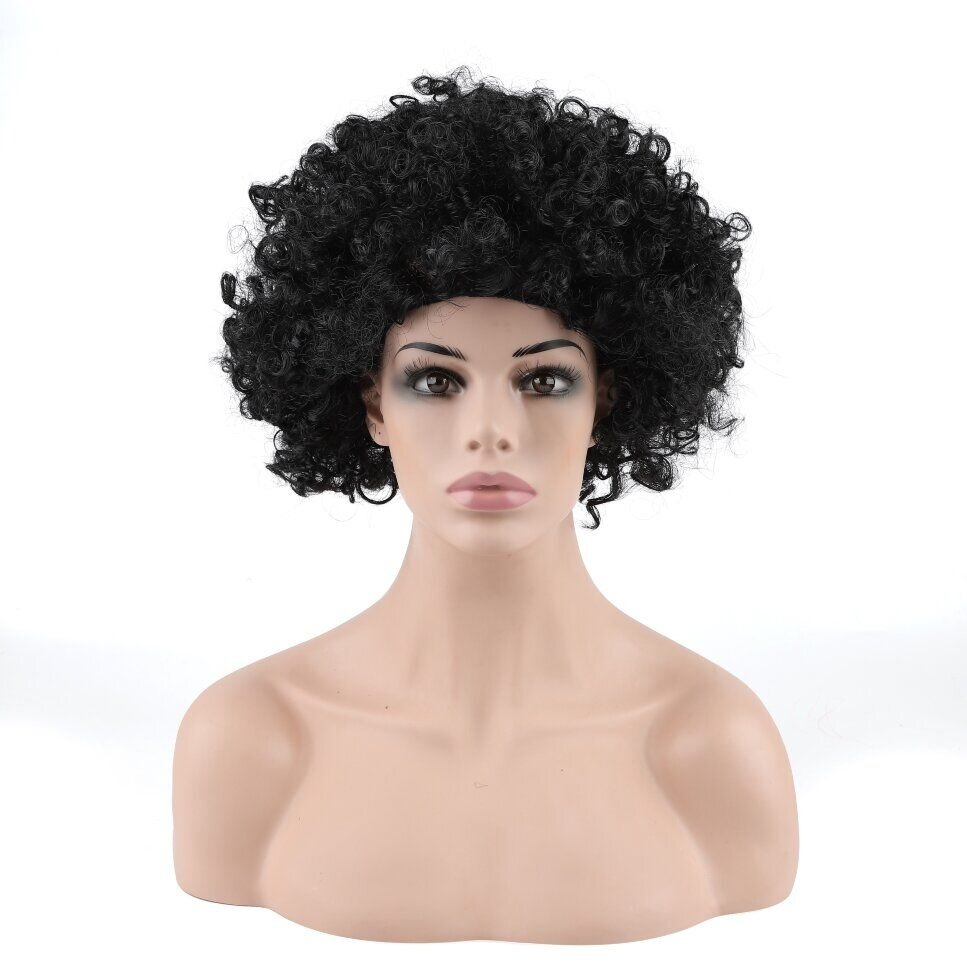 Парик карнавальный, 120 гр, Кудряшки, Черный, 1 шт.