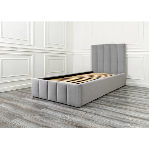 Кровать 90х200 односпальная с ортопедическим основанием серая