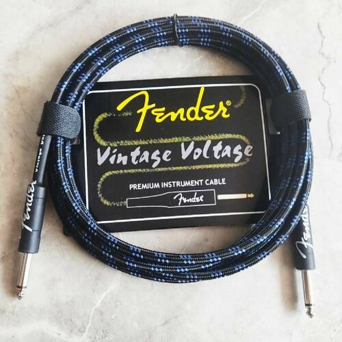 Премиум гитарный кабель 3 метра 6.3 jack Fender Vintage Voltage синий, шнур для для электрогитары, электроакустической, провод для комбика.