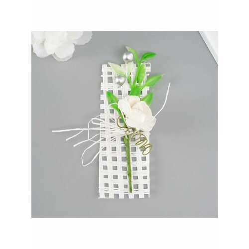 Букет декоративный Розочка 5х9 см белый 466₽