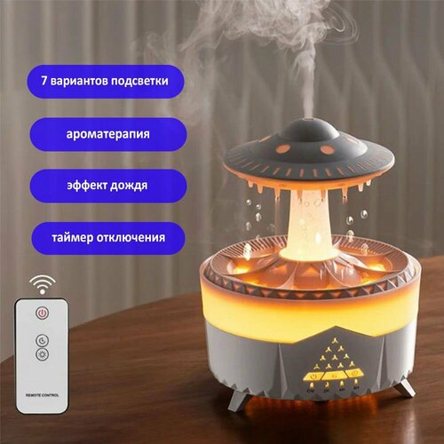 Увлажнитель воздуха для дома гриб с эффектом дождя Аромадиффузор Ночник с многоцветной подсветкой 3169₽