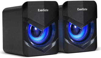 Акустическая система 2.0 ExeGate Accord 200 (питание USB, 2х3Вт (6Вт RMS), 60-20000Гц,цвет черный, синяя подсветка, Color Box)