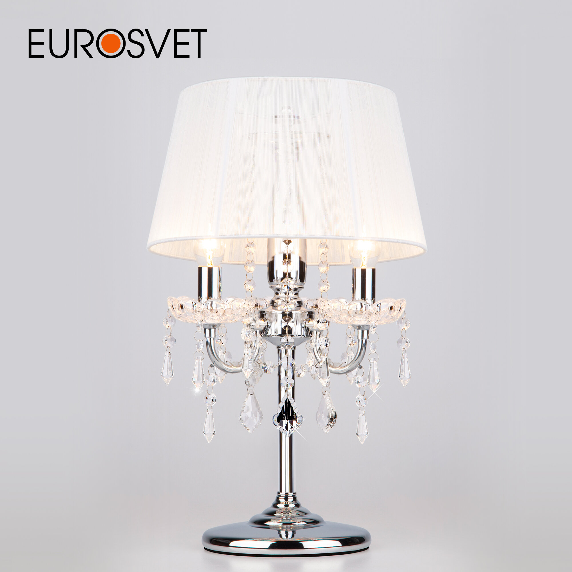 Лампа декоративная Eurosvet Allata 2045/3T хром/белый, E14, 120 Вт, белый