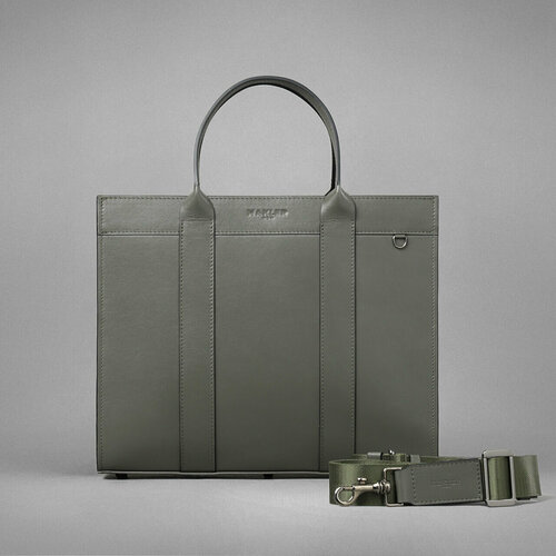 Сумка тоут MAKLER, фактура гладкая, оливковый