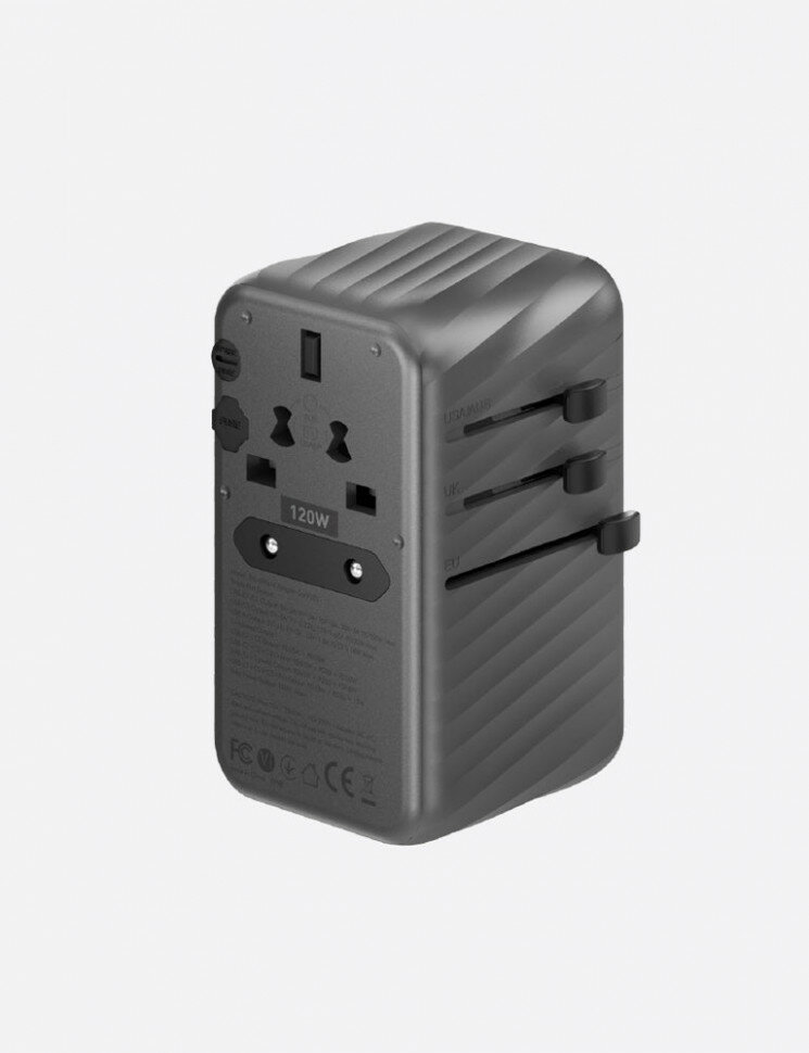 Сетевое зарядное устройство EnergEA Travelworld Adapter GaN120, 3USB-C/1USB-A 120W - темно серый (Gunmetal)