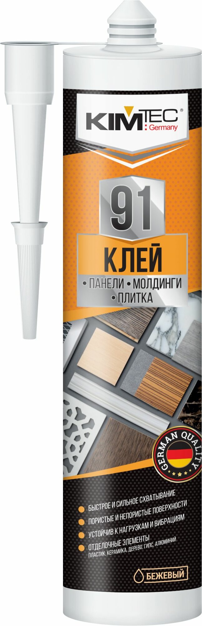 Монтажный клей KIM TEC 91 панели молдинги плитка бежевый 280мл