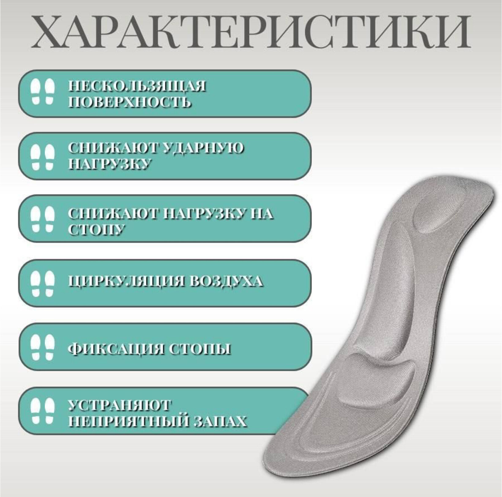 Анатомические стельки мягкие от плоскостопия, амортизирующие с эффектом памяти для спорта и прогулок, 4D для мужчин и женщин, размер 35-40 — фото 1