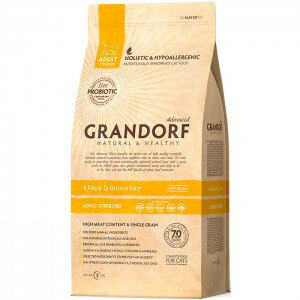 Grandorf 4meat & Brown Rice Adult Sterilised сухой корм для стерилизованных кошек, четыре вида мяса с бурым рисом - 400 г