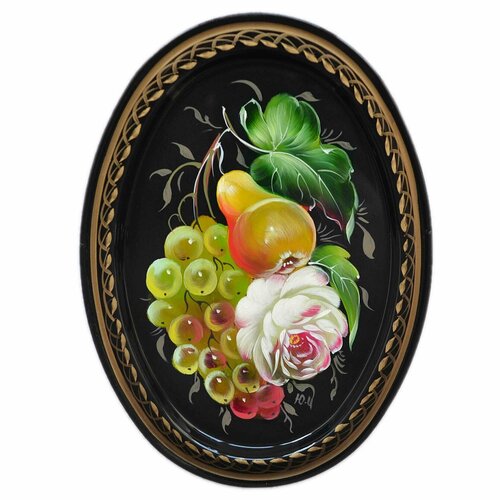 Жостовская фабрика декоративной росписи Жостовский поднос декоративный, размер 17х12 см (A2), металлический