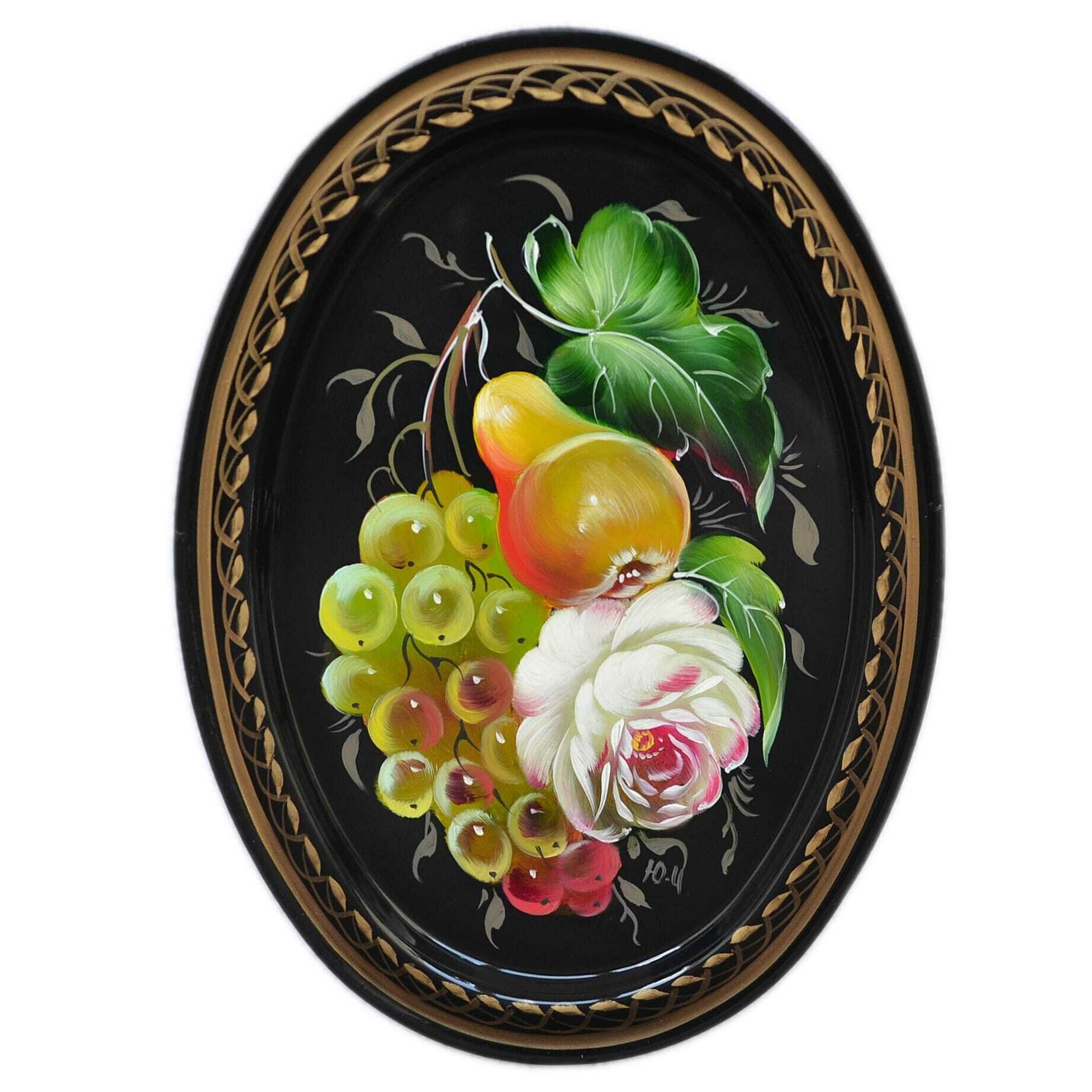 фото Жостовская фабрика декоративной росписи Жостовский поднос декоративный, размер 17х12 см (A2), металлический