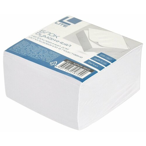 Блок для записей непроклеенный LITE КУБ 80х80х50 мм 65 гм2 белый белизна 92 254₽