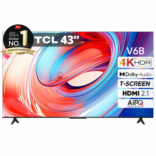 43"Телевизор TCL 4K HDR TV V6B черный