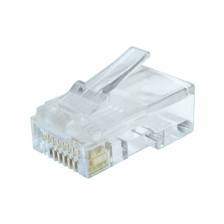 Вилка RJ-45 (8P8C) LC-8P8C-002 универсальная кат.6, контакты 30 микрон (100 шт.)